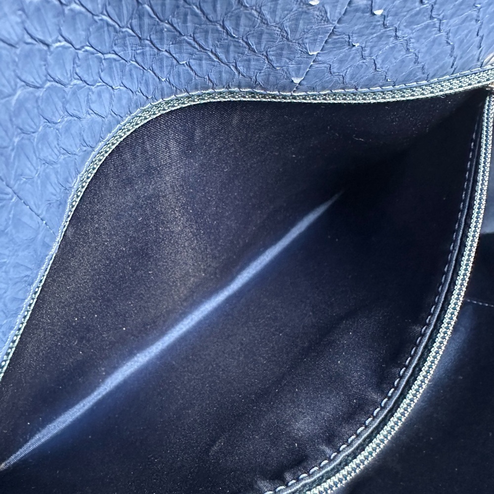 CHANEL Classic Flap Blue Python Leather Silver Ha… - image 9